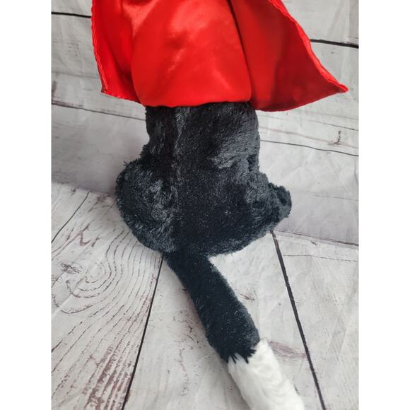 Unipak stuffed tuxedo black & white super hero cat kitty with red cape 10 inch - Picture 5 of 9